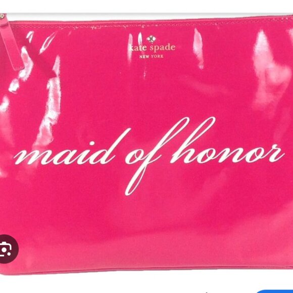 kate spade wedding belles gia maid of honor hot pink clutch pouch bag nwot - Picture 2 of 3